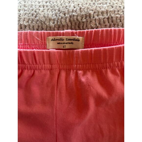 Adorable Essentials Girls Sz 8 Pink Triple Ruffle Bottom Cotton Leggings Pants - Picture 2 of 4